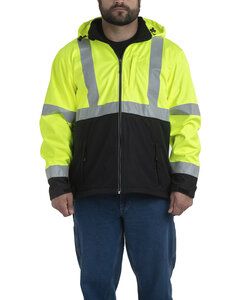 Berne HVJ206T - Mens Tall Hi-Vis Class 3 Hooded Softshell Jacket