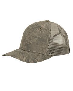 Dri Duck DI3458 - Structured Mid Profile Camo Print Trucker Hat Khaki