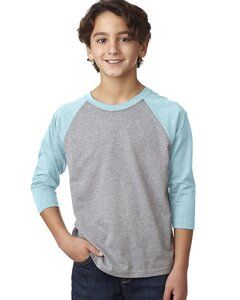 Next Level Apparel 3352 - Youth CVC 3/4-Sleeve Raglan Ice Bl/D Htr Gr