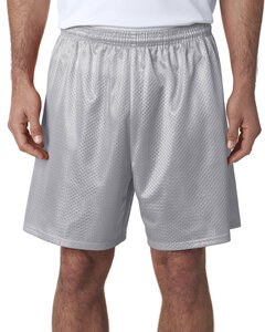 A4 N5293 - Adult 7" Inseam Lined Tricot Mesh Shorts Silver