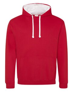 Just Hoods By AWDis JHA003 - Adult 80/20 Midweight Varsity Contrast Hooded Sweatshirt Fire Rd/Arc Wht