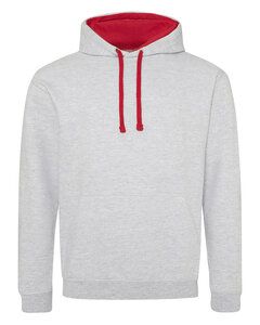 Just Hoods By AWDis JHA003 - Adult 80/20 Midweight Varsity Contrast Hooded Sweatshirt Hth Gry/Fire Rd