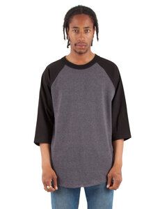 Shaka Wear SHRAG - Adult 6 oz., 3/4-Sleeve Raglan T-Shirt Chcrl Gr Ht/Blk