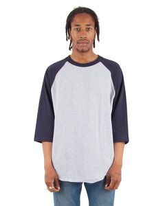 Shaka Wear SHRAG - Adult 6 oz., 3/4-Sleeve Raglan T-Shirt Hthr Grey/Navy