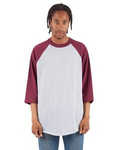 Shaka Wear SHRAG - Adult 6 oz., 3/4-Sleeve Raglan T-Shirt Hthr Gry/Brgndy