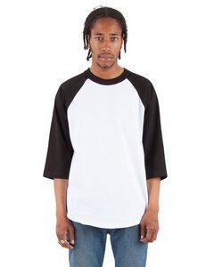 Shaka Wear SHRAG - Adult 6 oz., 3/4-Sleeve Raglan T-Shirt White/Black