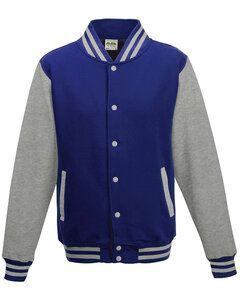 Just Hoods By AWDis JHY043 - Youth 80/20 Heavyweight Letterman Jacket Royl Bl/Hth Gry