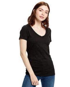 US Blanks US120 - Ladies Made in USA Short-Sleeve V-Neck T-Shirt Black