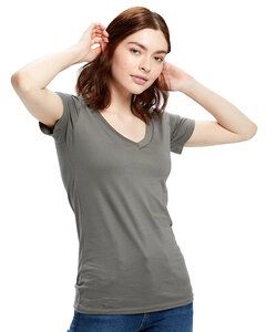 US Blanks US120 - Ladies Made in USA Short-Sleeve V-Neck T-Shirt Asphalt