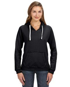J. America JA8836 - Ladies Sydney Brushed V-Neck Hooded Sweatshirt Black