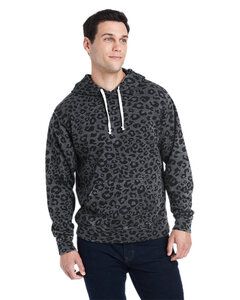 J. America JA8871 - Adult Triblend Pullover Fleece Hooded Sweatshirt Blk Leopard Trbl