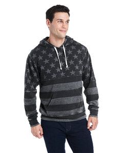 J. America JA8871 - Adult Triblend Pullover Fleece Hooded Sweatshirt Blk Str Strp Trb