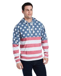 J. America JA8871 - Adult Triblend Pullover Fleece Hooded Sweatshirt Star Strp Trbln
