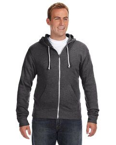 J. America JA8872 - Adult Triblend Full-Zip Fleece Hooded Sweatshirt Black Triblend