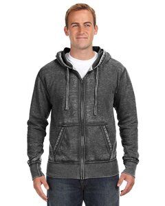 J. America JA8916 - Adult Vintage Zen Full-Zip Fleece Hooded Sweatshirt Twisted Black