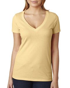 Next Level Apparel 6640 - Ladies CVC Deep V-Neck T-Shirt Banana Cream