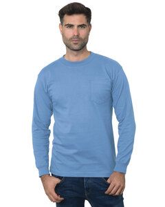 Bayside BA3055 - Unisex Union-Made Long-Sleeve Pocket Crew T-Shirt Carolina Blue