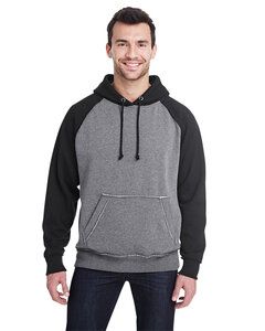 J. America JA8885 - Adult Vintage Heather Pullover Hooded Sweatshirt Smoke/ Black