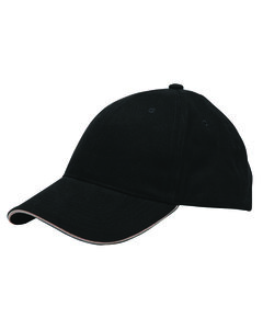 Bayside BA3617 - 100% Washed Cotton Unstructured Sandwich Cap Black/Tan