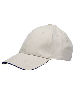 Bayside BA3617 - 100% Washed Cotton Unstructured Sandwich Cap Stone/Navy