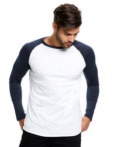 US Blanks US6600 - Men's 4.3 oz. Long-Sleeve Triblend Baseball Raglan White/Navy