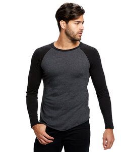 US Blanks US6600 - Men's 4.3 oz. Long-Sleeve Triblend Baseball Raglan Charcoal/Black