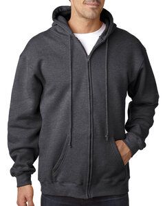 Bayside BA900 - Adult  9.5oz., 80% cotton/20% polyester Full-Zip Hooded Sweatshirt Charcoal Heather