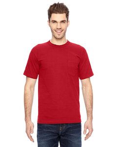 Bayside BA7100 - Adult 6.1 oz., 100% Cotton Pocket T-Shirt Red