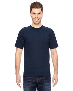 Bayside BA7100 - Adult 6.1 oz., 100% Cotton Pocket T-Shirt Navy