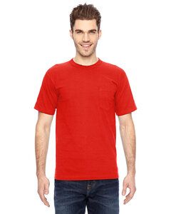 Bayside BA7100 - Adult 6.1 oz., 100% Cotton Pocket T-Shirt Bright Orange