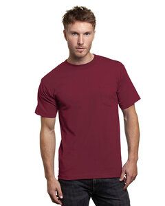 Bayside BA7100 - Adult 6.1 oz., 100% Cotton Pocket T-Shirt Burgundy