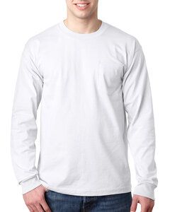 Bayside BA8100 - Adult 6.1 oz., 100% Cotton Long Sleeve Pocket T-Shirt White