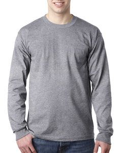 Bayside BA8100 - Adult 6.1 oz., 100% Cotton Long Sleeve Pocket T-Shirt Dark Ash