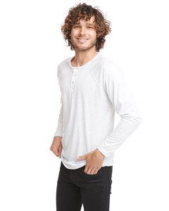 Next Level Apparel 6072 - Men's Triblend Long-Sleeve Henley Heather White