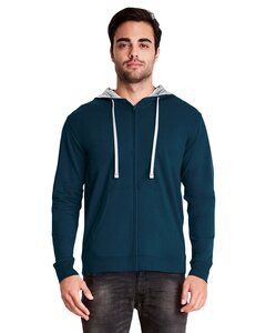 Next Level Apparel 9601 - Adult Laguna French Terry Full-Zip Hooded Sweatshirt Midnight Navy/Heather Grey