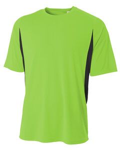 A4 NB3181 - Youth Cooling Performance Color Blocked Shorts Sleeve Crew Shirt Lime/Black