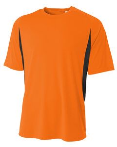 A4 NB3181 - Youth Cooling Performance Color Blocked Shorts Sleeve Crew Shirt Sfty Orange/Blk