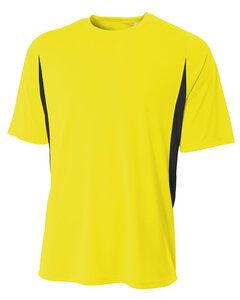 A4 NB3181 - Youth Cooling Performance Color Blocked Shorts Sleeve Crew Shirt Sfty Yellow/Blk