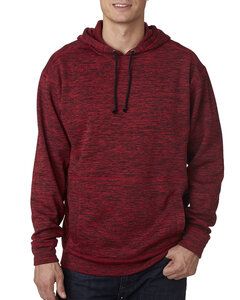 J. America JA8613 - Adult Cosmic Poly Fleece Hooded Sweatshirt Red Fleck