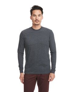Next Level Apparel 6411 - Unisex Sueded Long-Sleeve Crew Heather Charcoal
