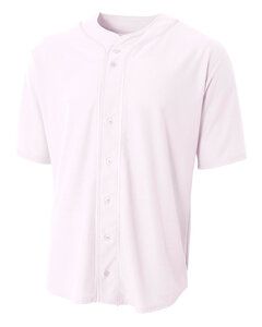 A4 NB4184 - Youth Short Sleeve Full Button Baseball Jersey White