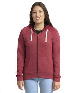 Next Level Apparel 9603 - Ladies Malibu Raglan Full-Zip Hooded Sweatshirt Heather Cardinal