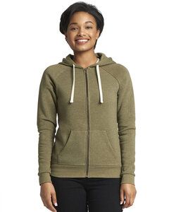 Next Level Apparel 9603 - Ladies Malibu Raglan Full-Zip Hooded Sweatshirt Heather Military Green