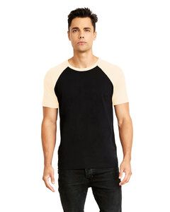 Next Level Apparel N3650 - Unisex Raglan Short-Sleeve T-Shirt Natural/Black