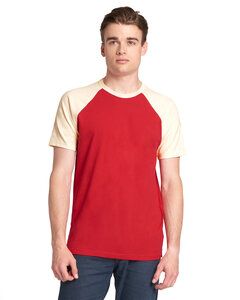 Next Level Apparel N3650 - Unisex Raglan Short-Sleeve T-Shirt Natural/Red 