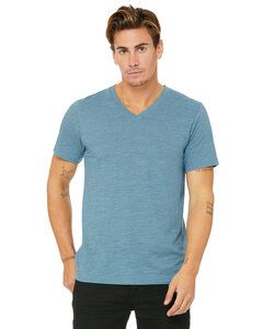Bella+Canvas 3655C - Unisex Textured Jersey V-Neck T-Shirt Denim Slub
