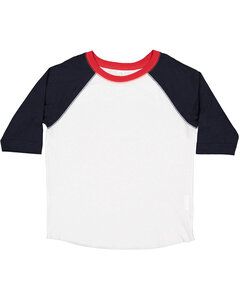 Rabbit Skins RS3330 - Toddler Baseball T-Shirt White / Navy / Red