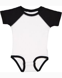 Rabbit Skins RS4430 - Infant Baseball Bodysuit White/Black