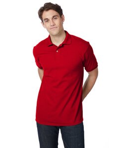 Hanes 054 - Adult 50/50 EcoSmart® Jersey Knit Polo Deep Red