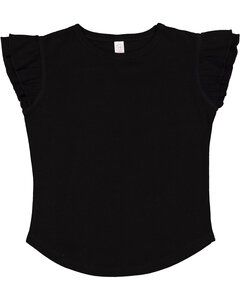 Rabbit Skins 3339 - Toddler Flutter Sleeve T-Shirt Black
